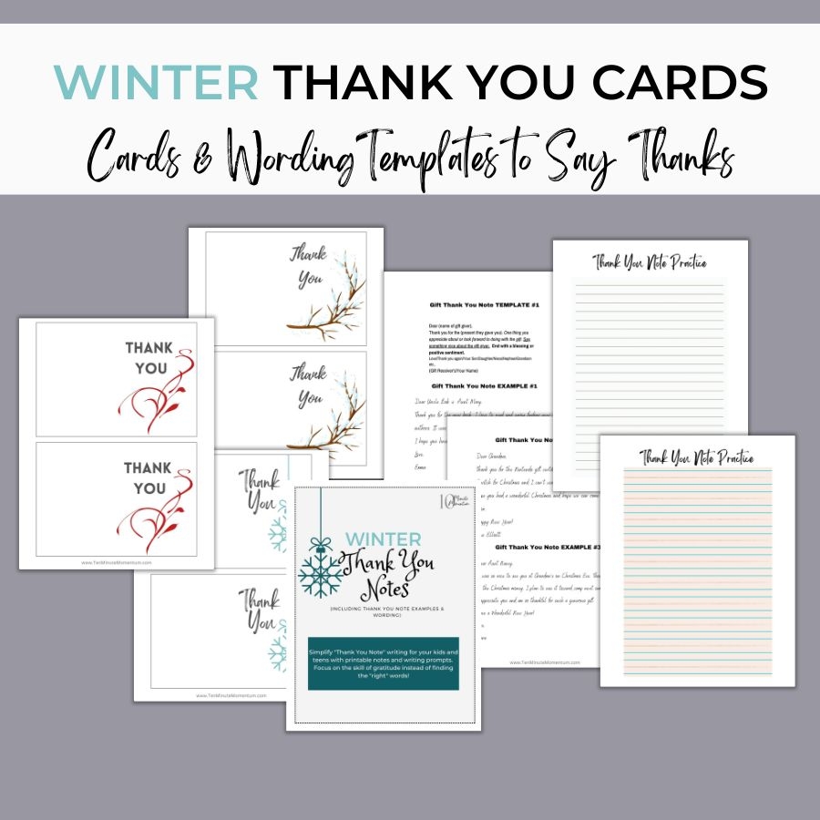 WINTER Thank You Notes Wording Templates  WINTER Thank You Notes Wording Templates