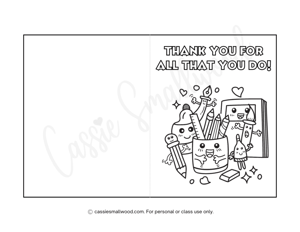 22 Cute Teacher Appreciation Coloring Pages And Cards Cassie Smallwood