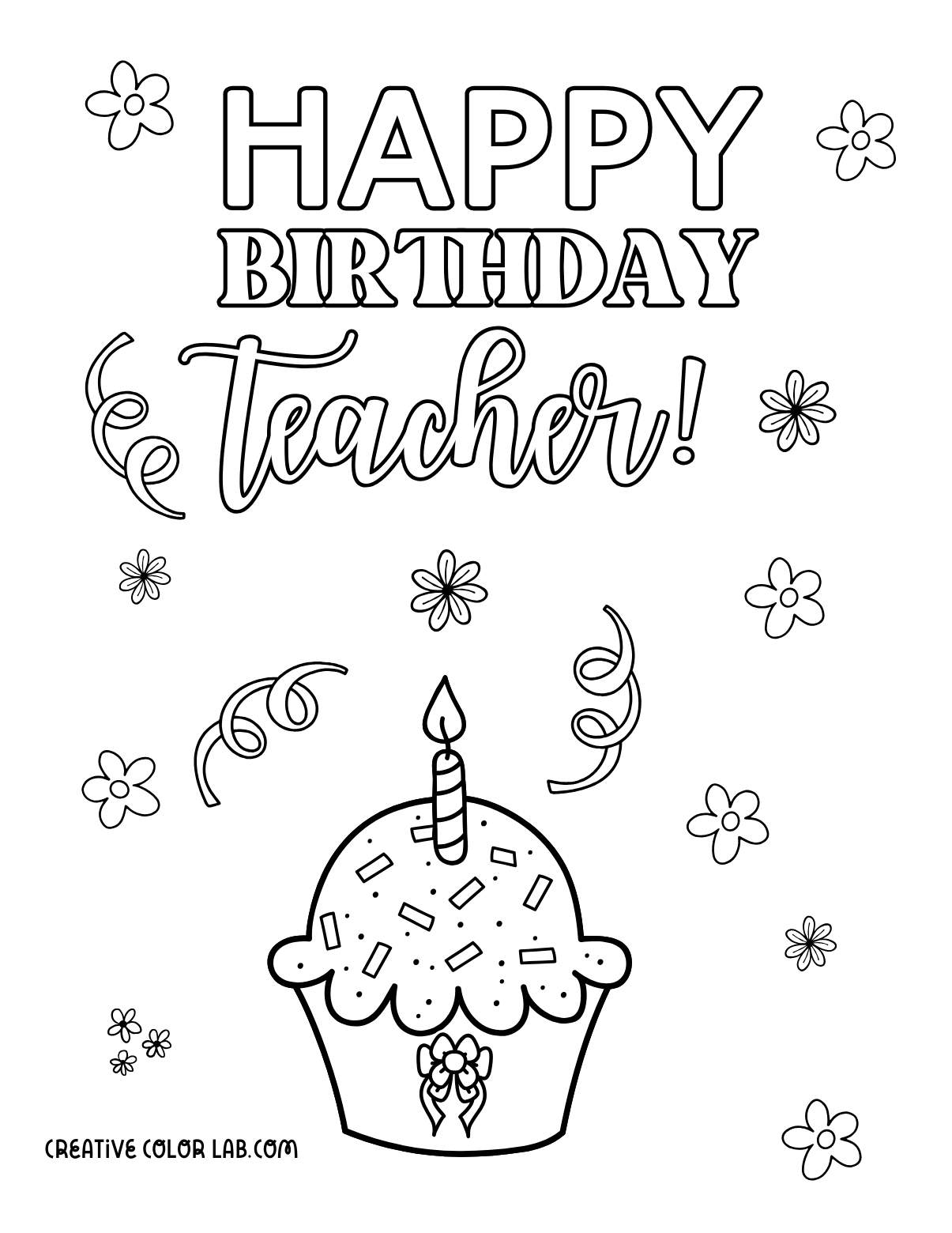 happy birthday card for teacher printable