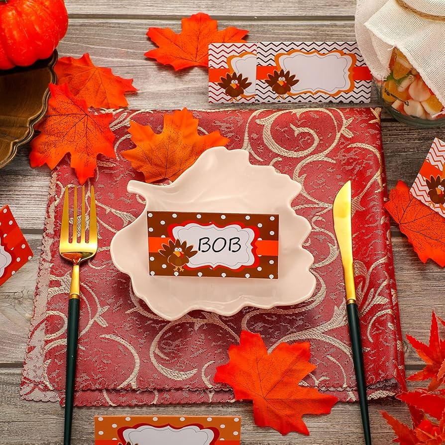Amazon 120 Pieces Thanksgiving Turkey Table Place Card Fall Buffet Table Name Place Card Folded Food Tag Turkey Label For Thanksgiving Party Supplies Home Kitchen