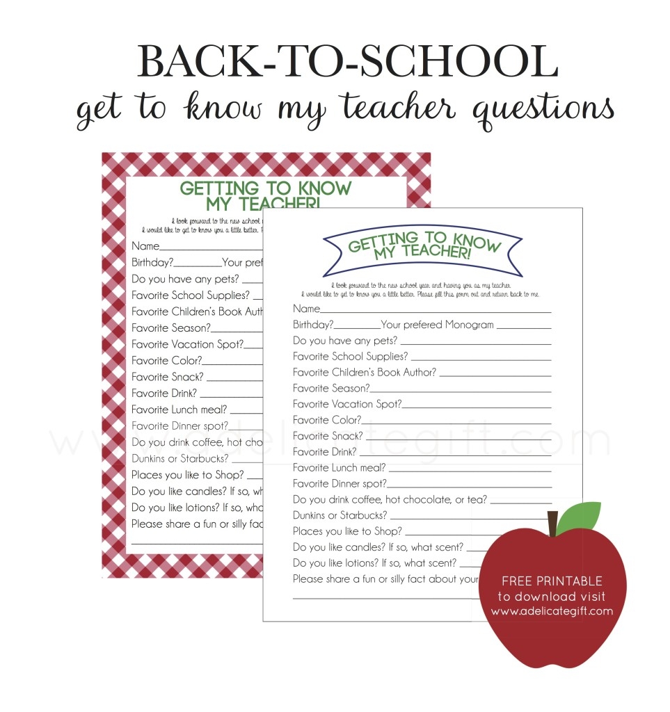 Back To School Get To Know My Teacher A Delicate Gift