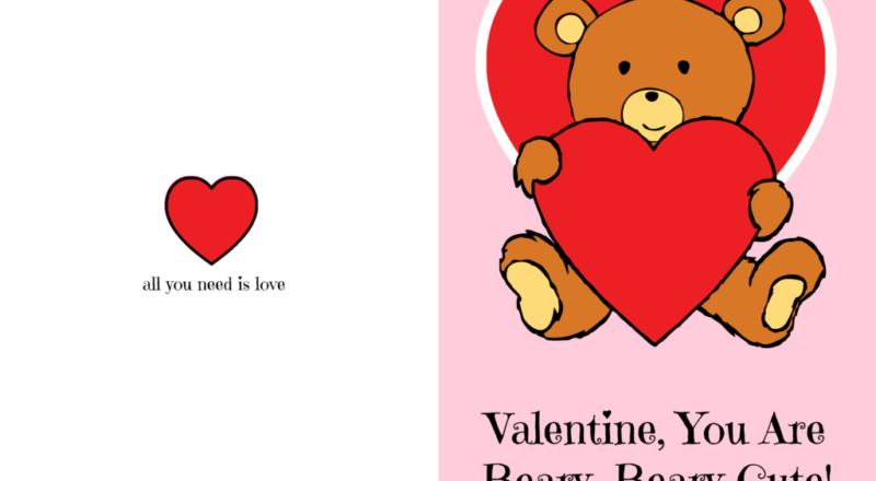 Beary Cute Valentine s Day Card Printable Whispered Inspirations
