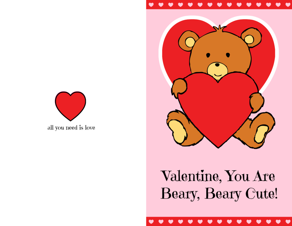 Beary Cute Valentine s Day Card Printable Whispered Inspirations
