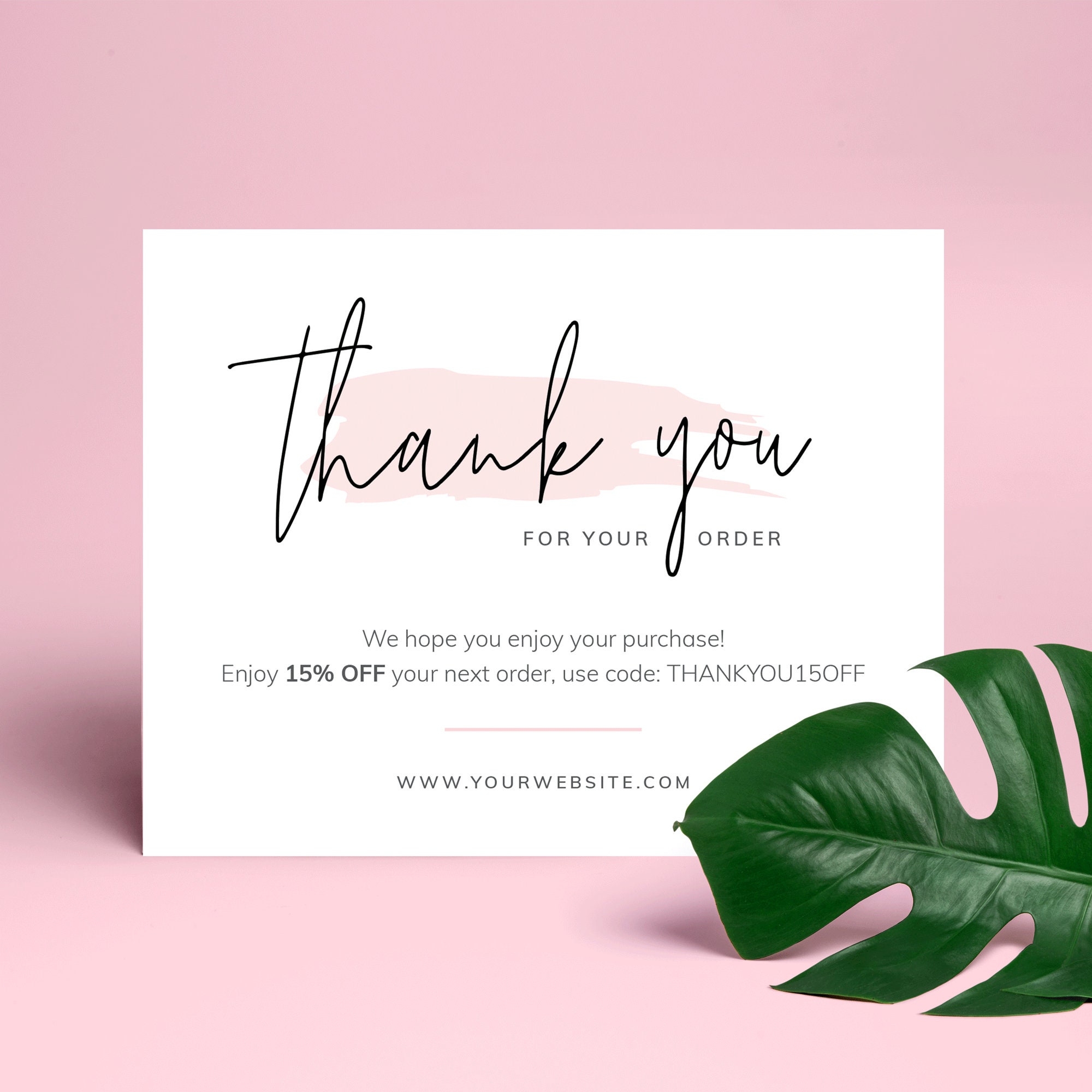 Business Thank You Card Template Editable Thank You For Order Insert Template Feminine Thank You For Order Card Printable Cards PW 001 Etsy