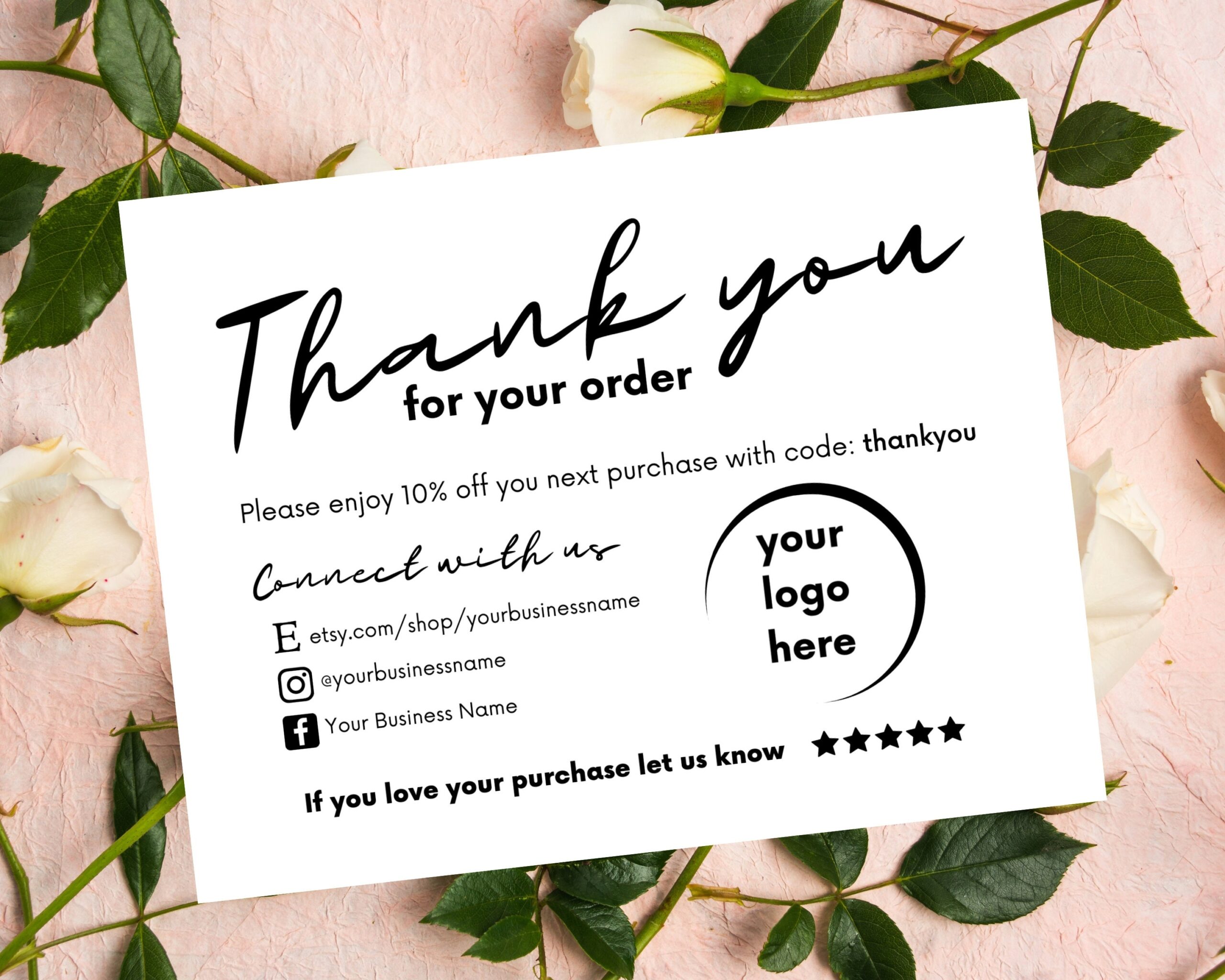 Business Thank You Card Template Thank You Cards Business Editable Business Thank You Card Printable Etsy