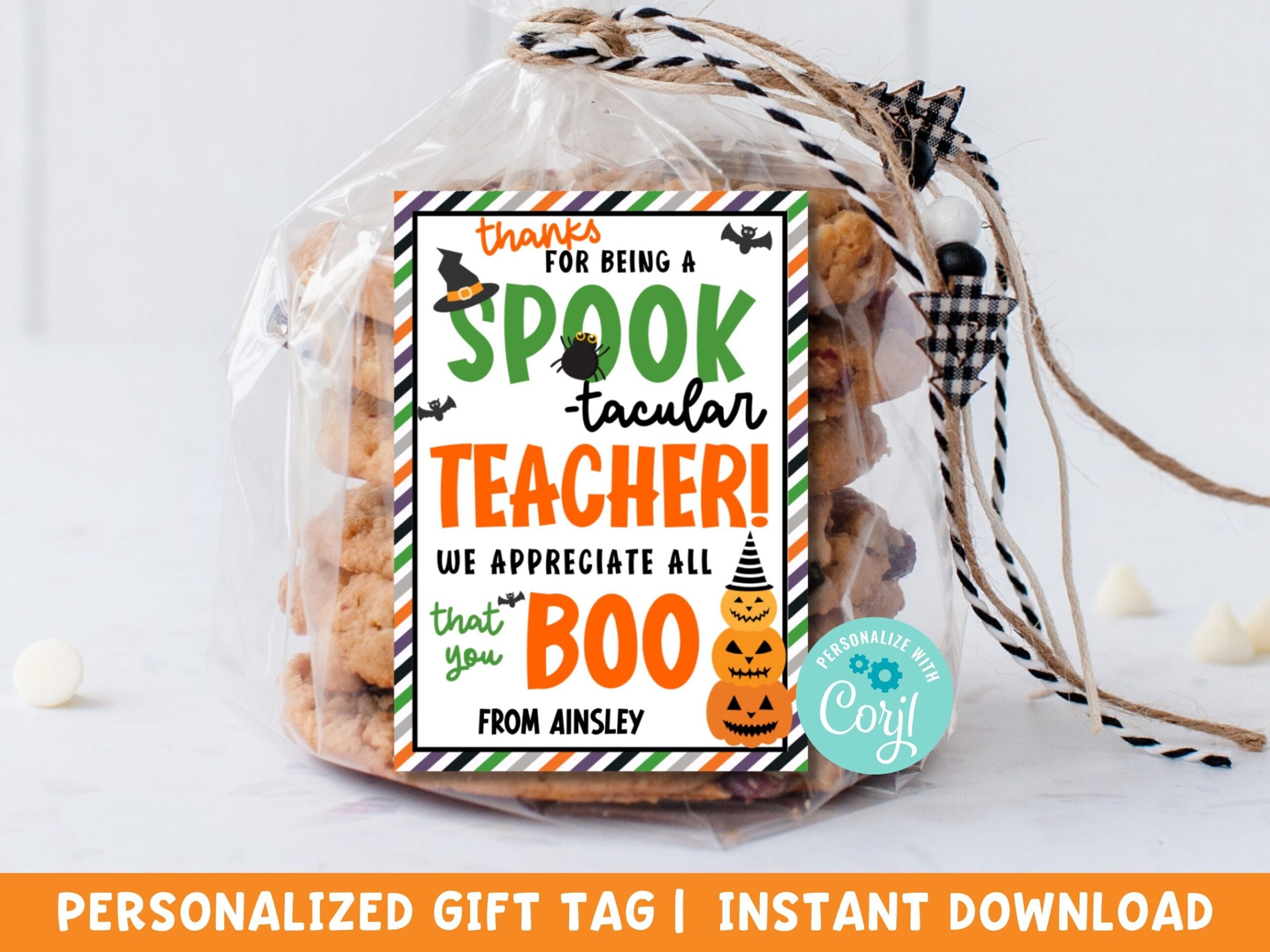 Editable Spooktacular Halloween Gift Tag For Teachers Printable Template Etsy