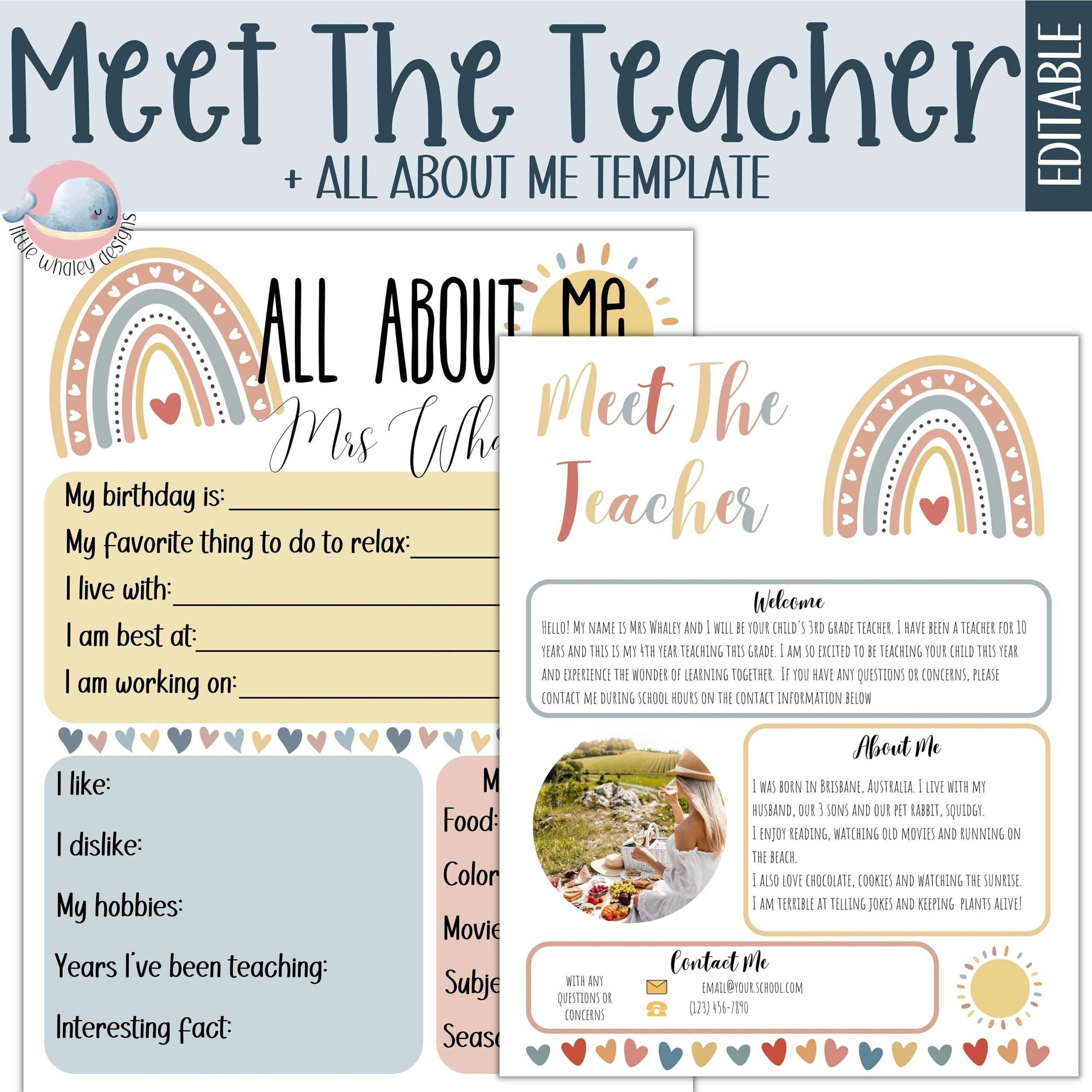 Editable Teacher All About Me Template School Open House digital Download Etsy Editable Teacher All About Me Template School Open House digital Download Etsy