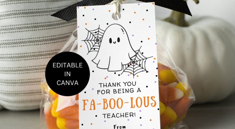 Faboolous Teacher Tag Editable Printable For Happy Halloween Thank You Appreciation Gift Treats Cookies And Smores Digital Download Etsy