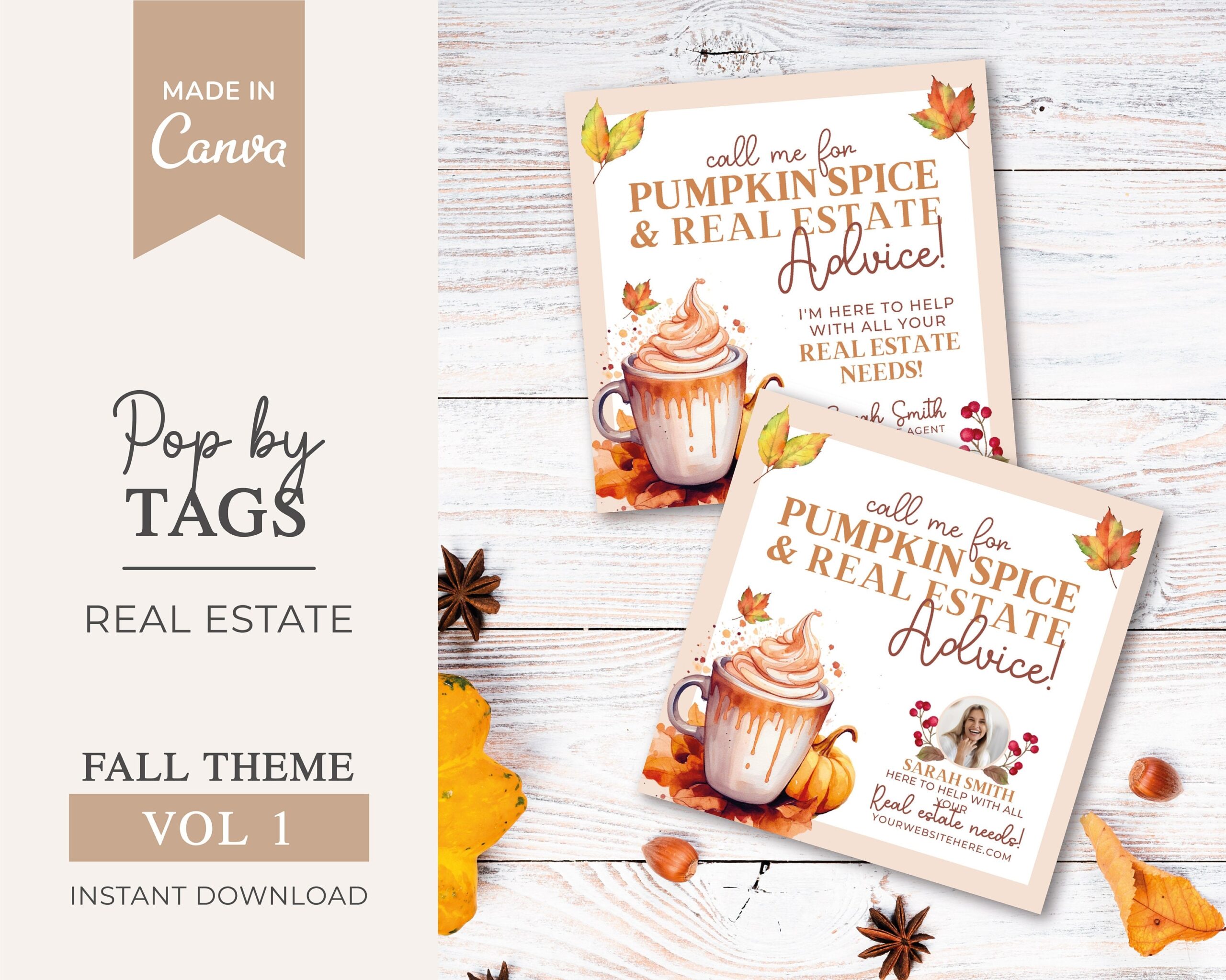 Fall Pop By Tags Autumn Real Estate Pop By Tag Real Estate Marketing Pumpkin Spice And Real Estate Advice Pop By Tags Realtor Canva Etsy