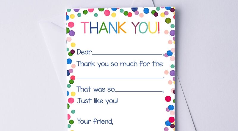 Fill in the blank Thank You Cards Printable For Kids Thank You Notes Kids Thank You Card Instant Download Birthday Thank You Etsy