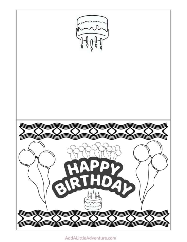 Foldable Printable Birthday Cards To Color Add A Little Adventure Foldable Printable Birthday Cards To Color Add A Little Adventure
