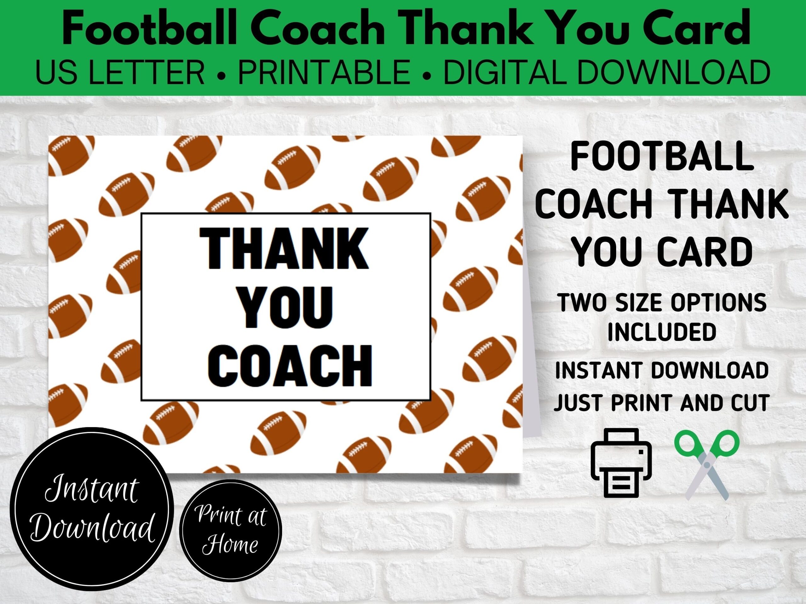 Football Thank You Coach Football Coach Gift Coach Appreciation Football Coach Coach Thank You Card End Of Season Coaches Gift Etsy