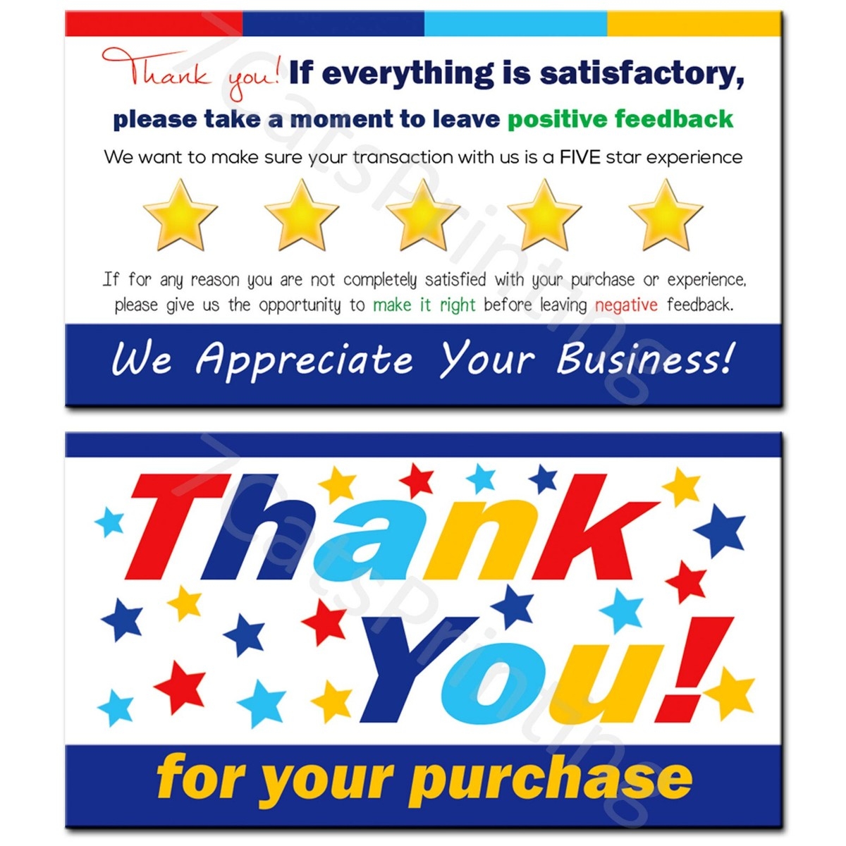 For EBay Thank You Cards Seller Notes EBay
