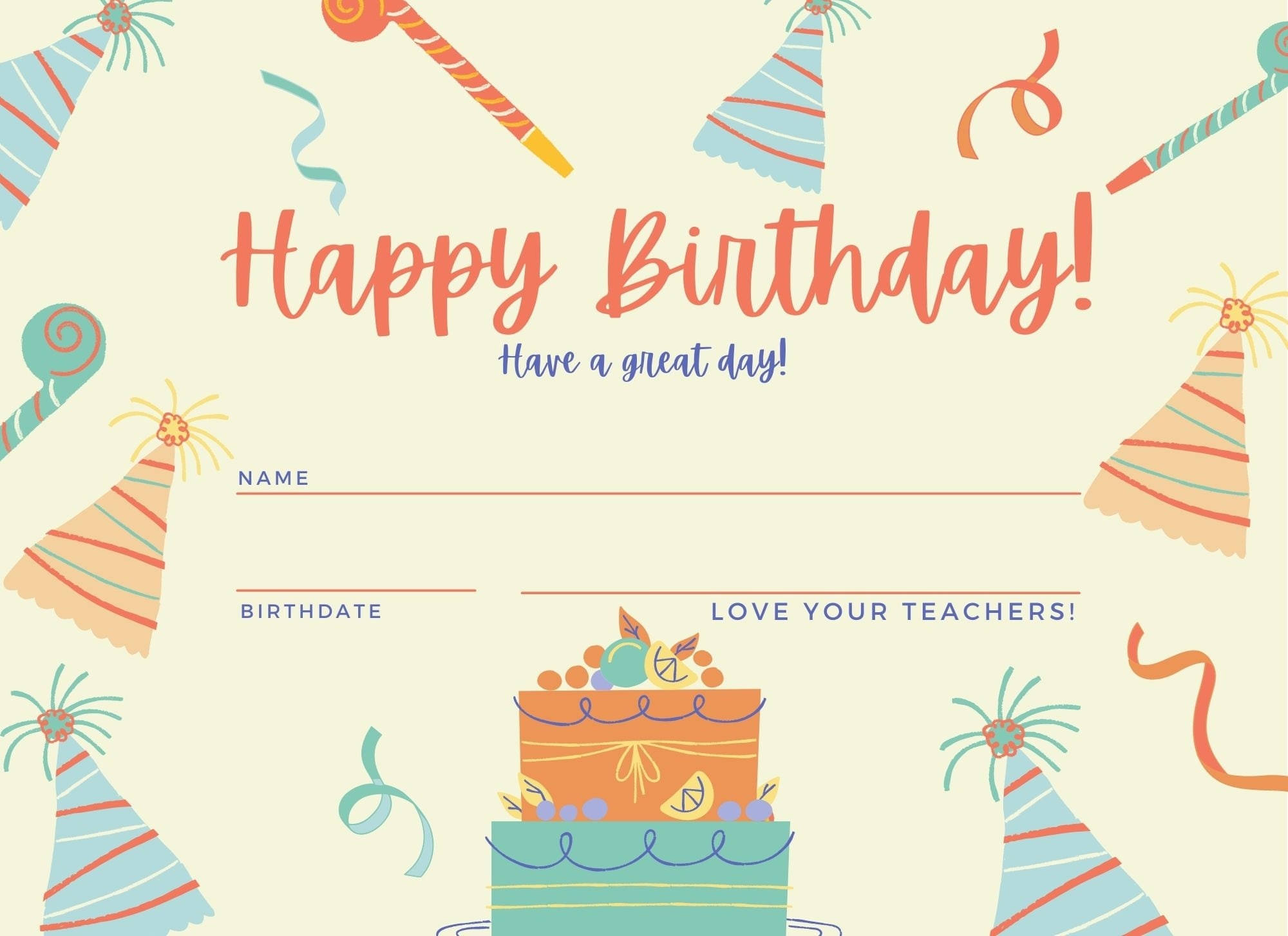 For Student From Teachers HAPPY BIRTHDAY Certificate DIGITAL Download Etsy For Student From Teachers HAPPY BIRTHDAY Certificate DIGITAL Download Etsy
