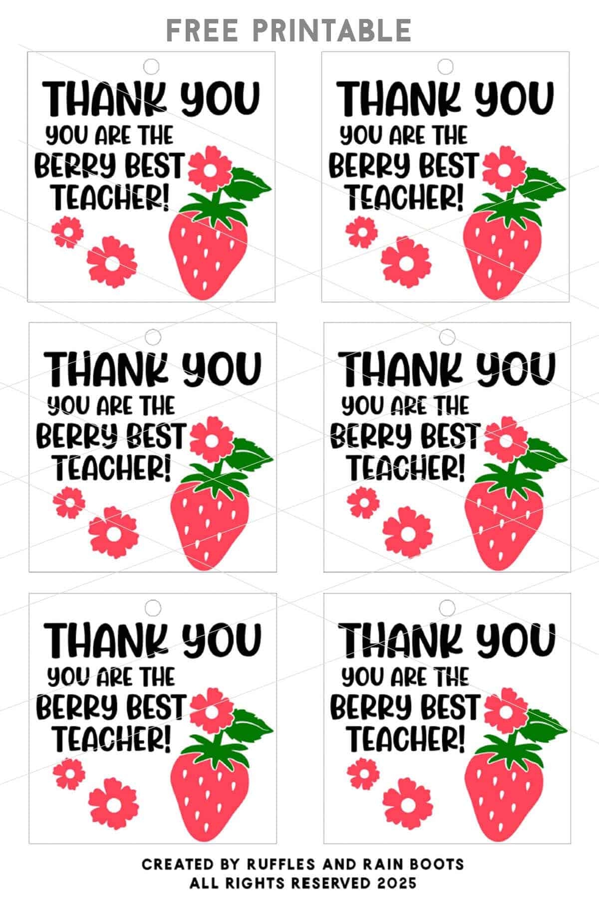Free Berry Best Teacher Printables Ruffles And Rain Boots