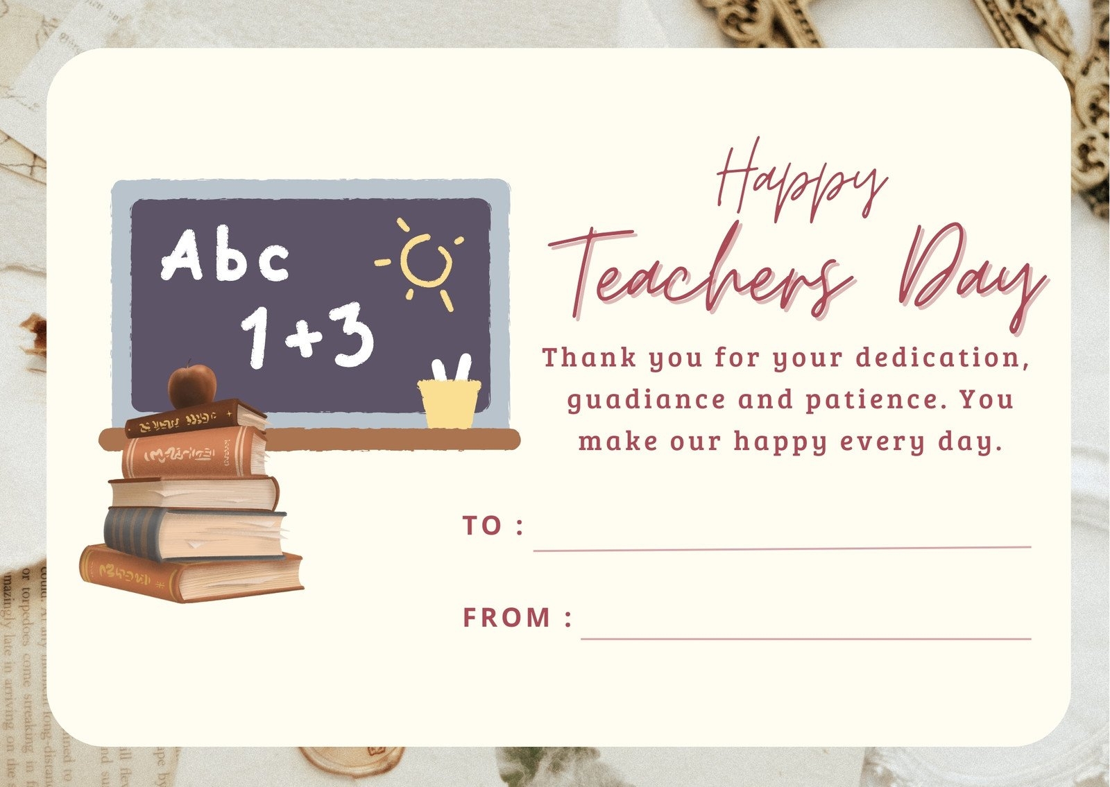 Free Custom Printable Teacher s Day Card Templates Canva