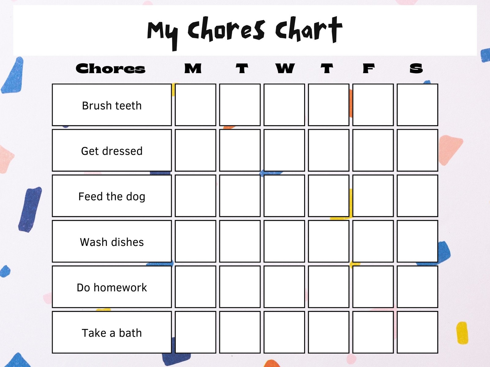 free printable chores chart free printable chores chart