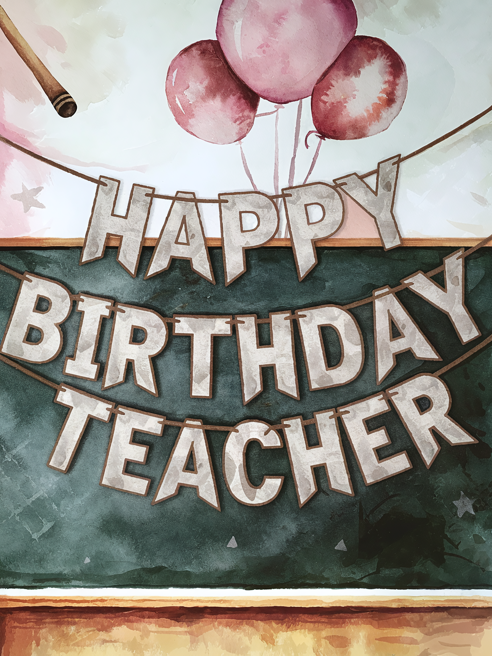 Free Download Watercolor Happy Birthday Teacher Banner