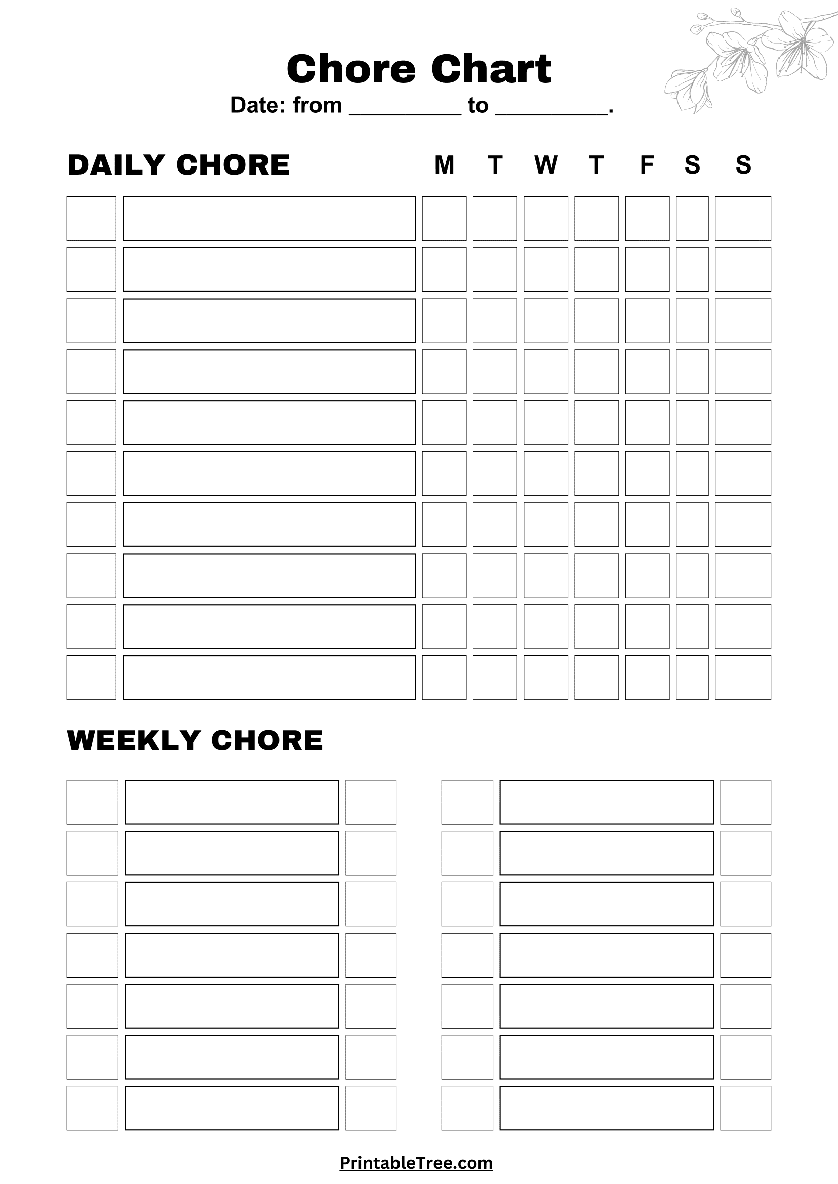 Free Printable Chore Chart PDF Template For Kids Free Printable Chore Chart PDF Template For Kids