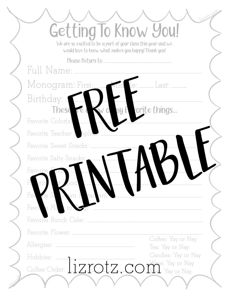 Free Printable Get To Know The Teacher Liz Rotz