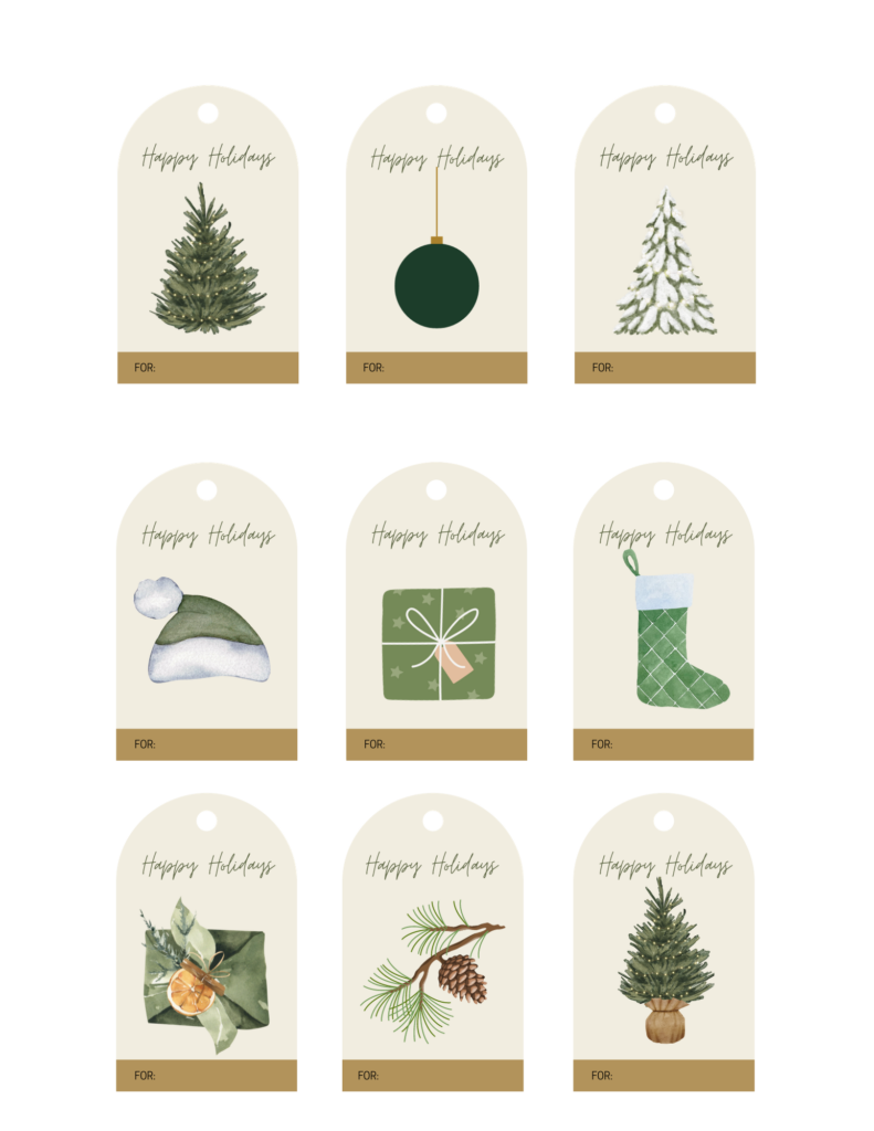 printable gift tags holiday