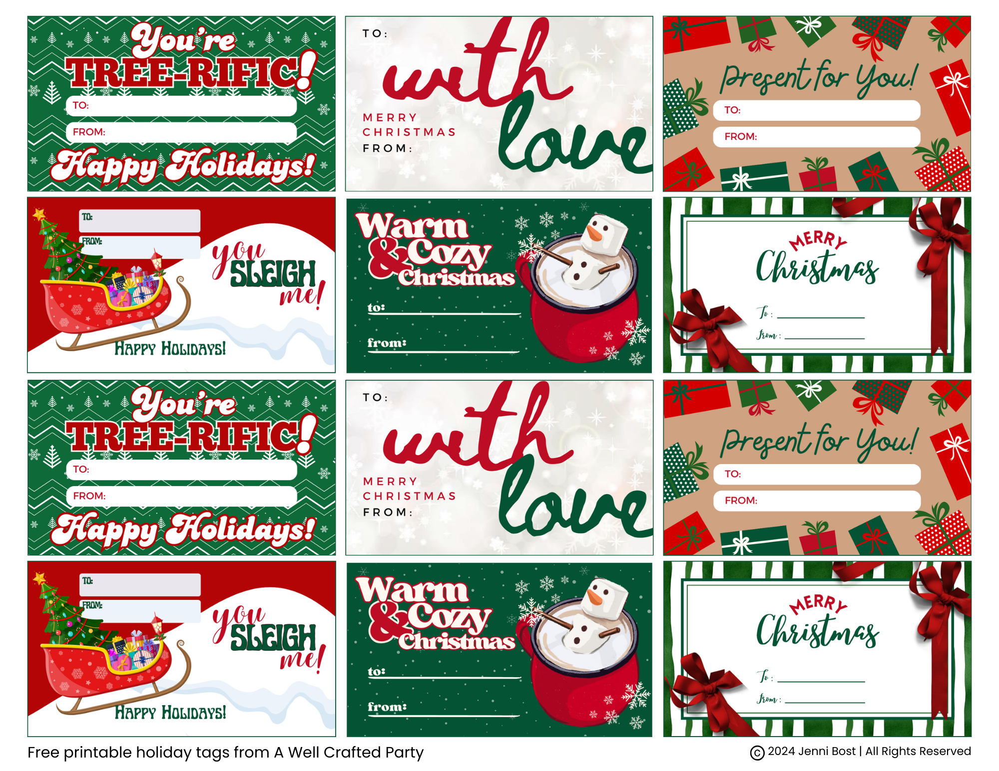 Free Printable Holiday Gift Tags A Well Crafted Party