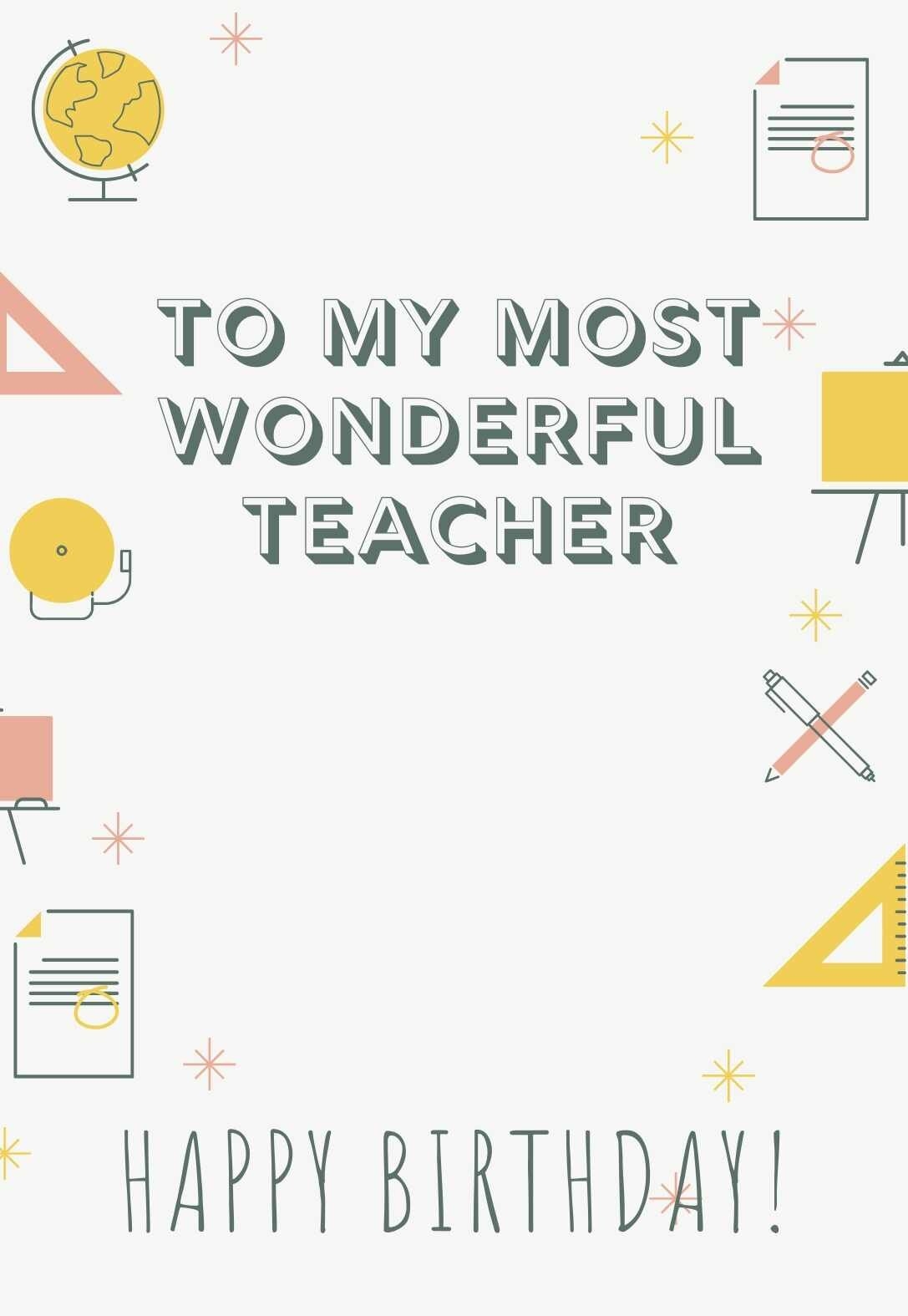 happy birthday teacher printable