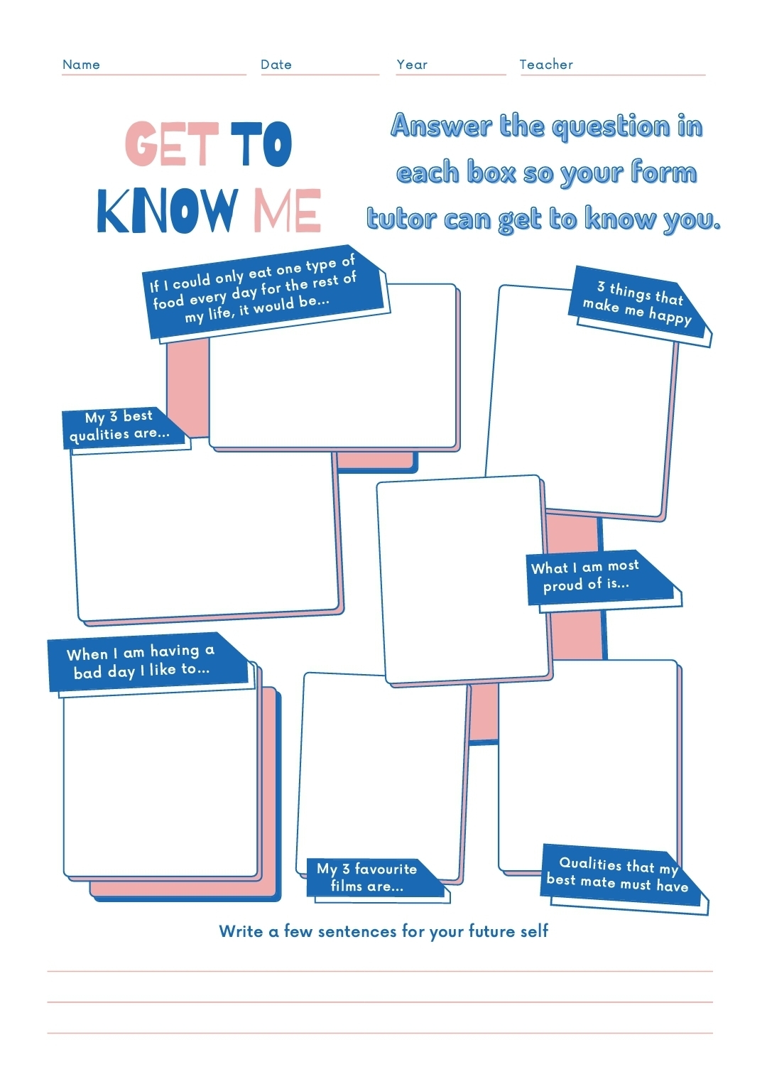 Get To Know Me Student Questionnaire Teaching Resources