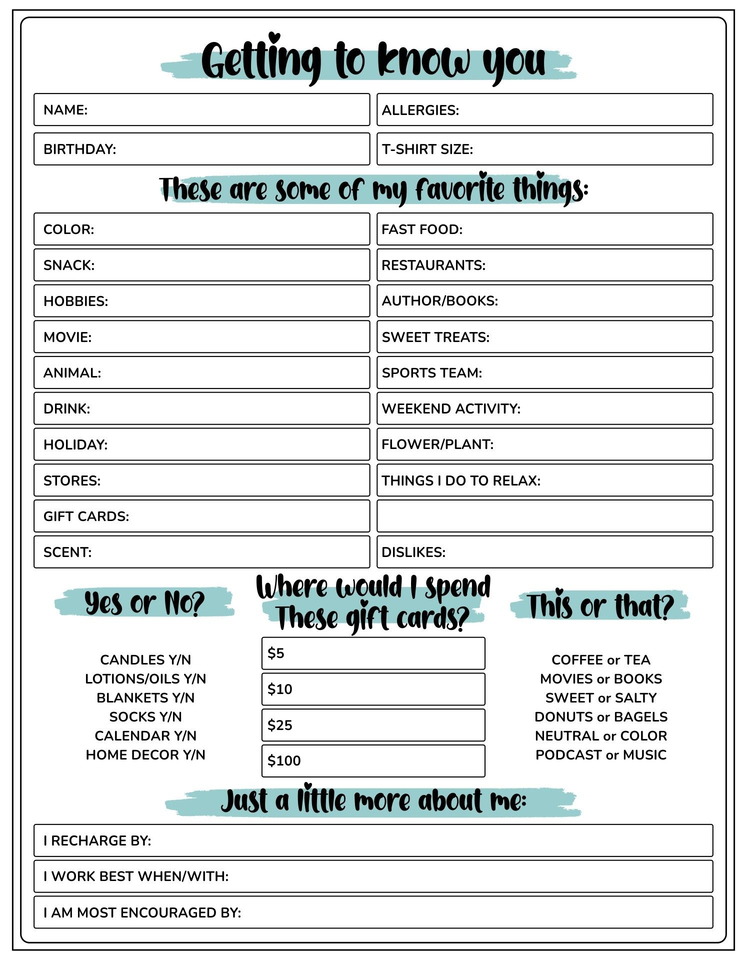 Getting To Know You For Adults 10 Free PDF Printables Printablee