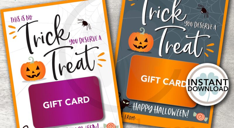 Halloween Gift Card Holder PRINTABLE Thank You Card INSTANT DOWNLOAD Trick Or Treat Etsy