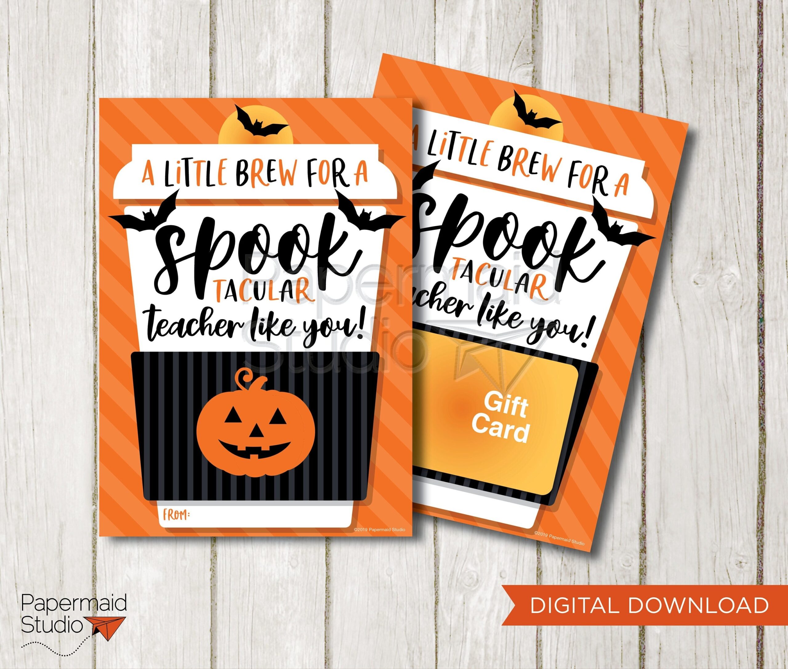 Halloween Teacher Gift Printable Fall Teacher Gift Teacher Halloween Gift Card Holder Halloween Tag Little Brew Spooktacular Teacher Etsy