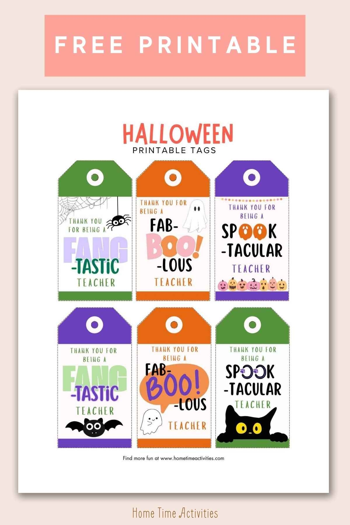 Halloween Teacher Gift Tags Free Printable