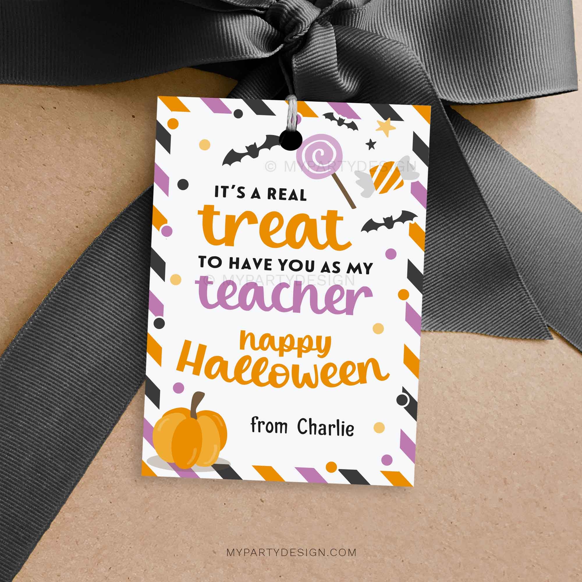 Halloween Treat Tag For Teacher Printable PDF My Party Design