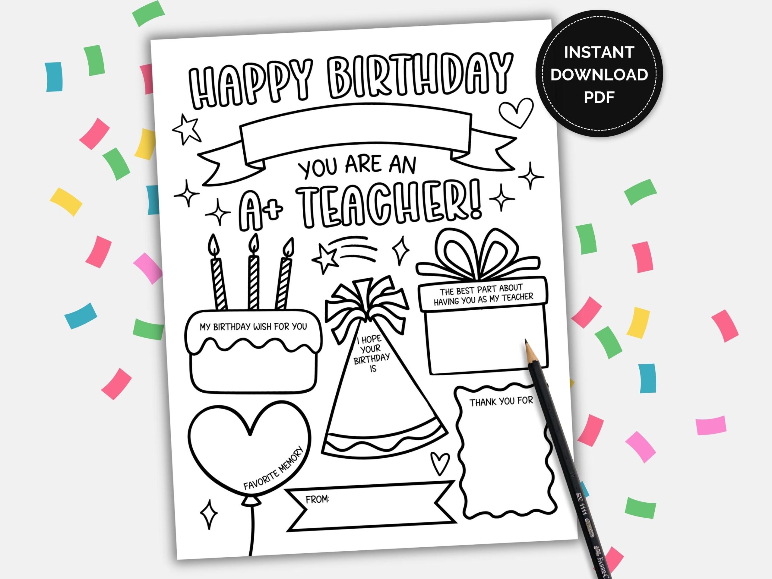 Happy Birthday Teacher Teacher Appreciation Printable Teacher Birthday Coloring Card Happy Birthday Card For Teacher Teacher Keepsake Etsy Happy Birthday Teacher Teacher Appreciation Printable Teacher Birthday Coloring Card Happy Birthday Card For Teacher Teacher Keepsake Etsy