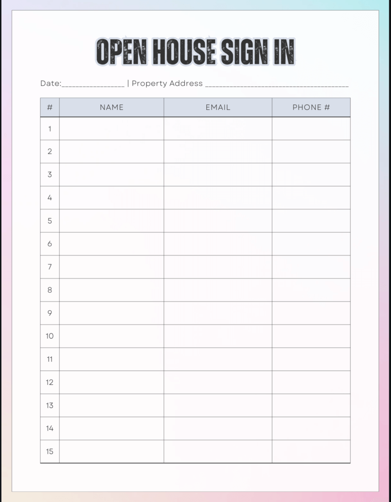 How To Create An Effective Open House Sign In Sheet Market Leader