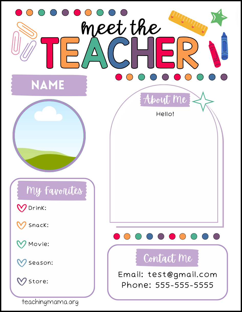 Meet The Teacher Printable Teaching Mama