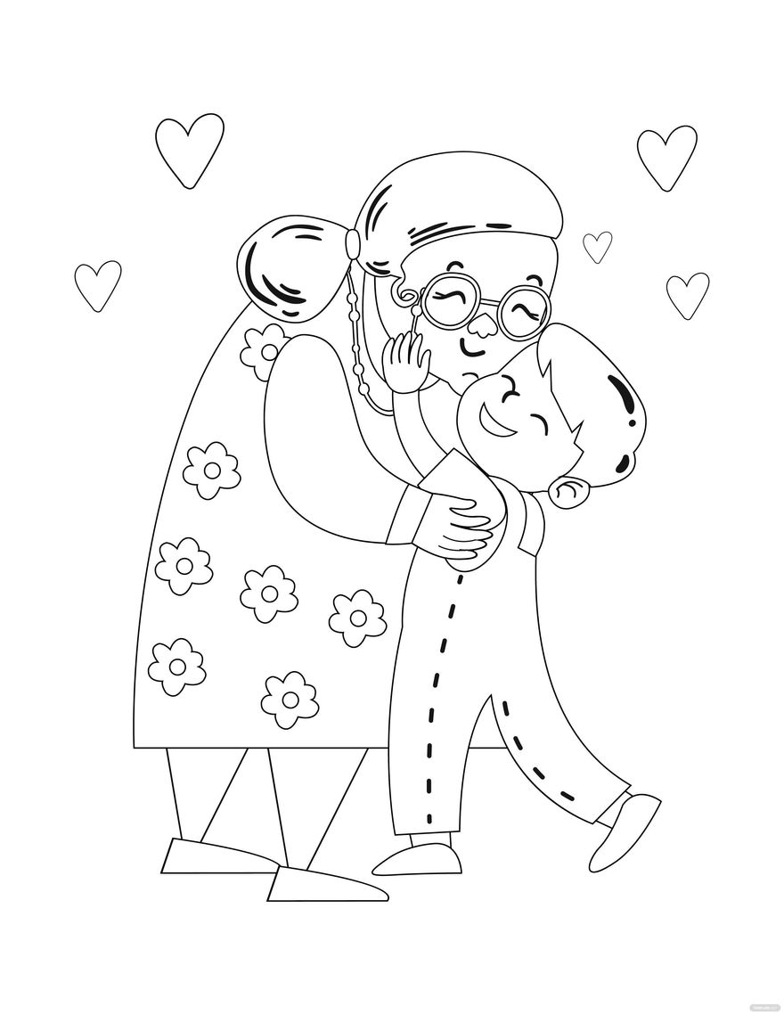 Mother s Day Coloring Page For Grandma In Illustrator SVG JPG EPS PNG Download Template