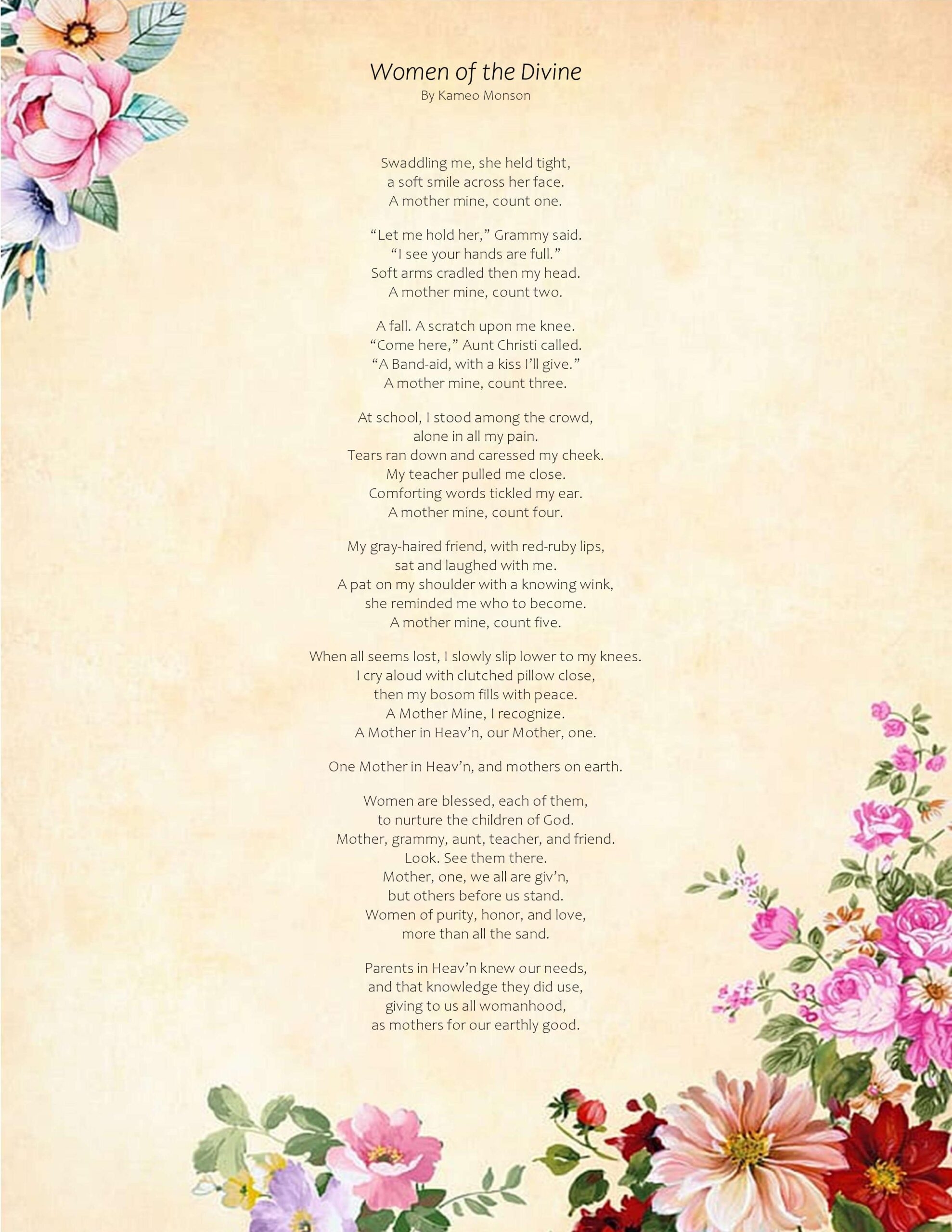 Mother s Day Poem Free Printable Kameo Monson