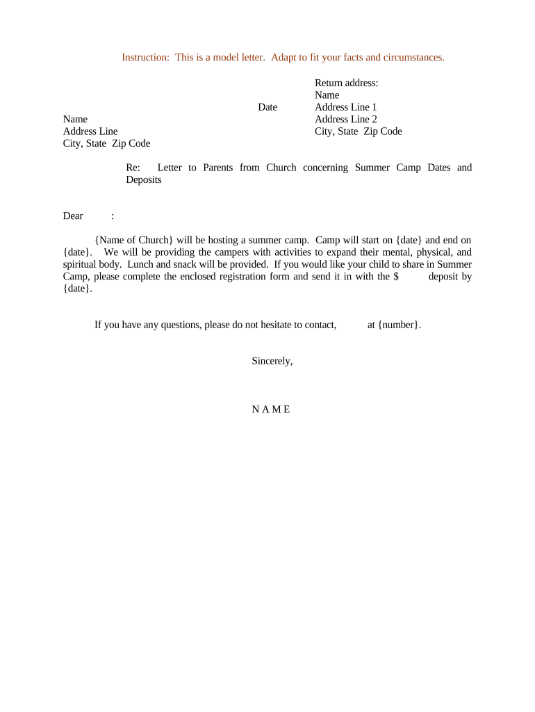 Parents Letter To Child At Camp Sample AirSlate SignNow