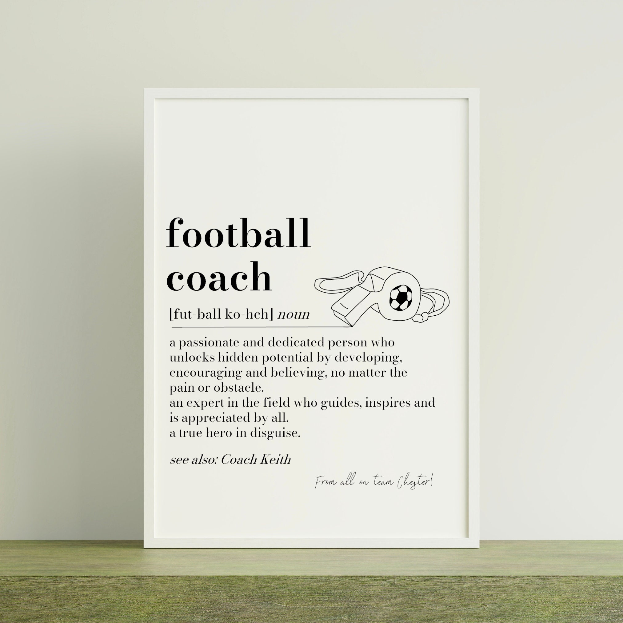 Personalised Football Coach Definition Print Football Coach Gift Quote Print Gift For Football Coach Thank You Gift Coach End Of Season Etsy