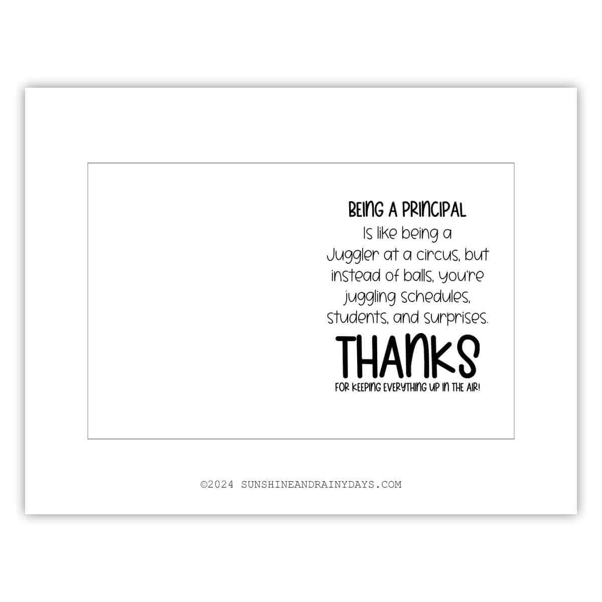 Principal Card Ideas Sunshine And Rainy Days