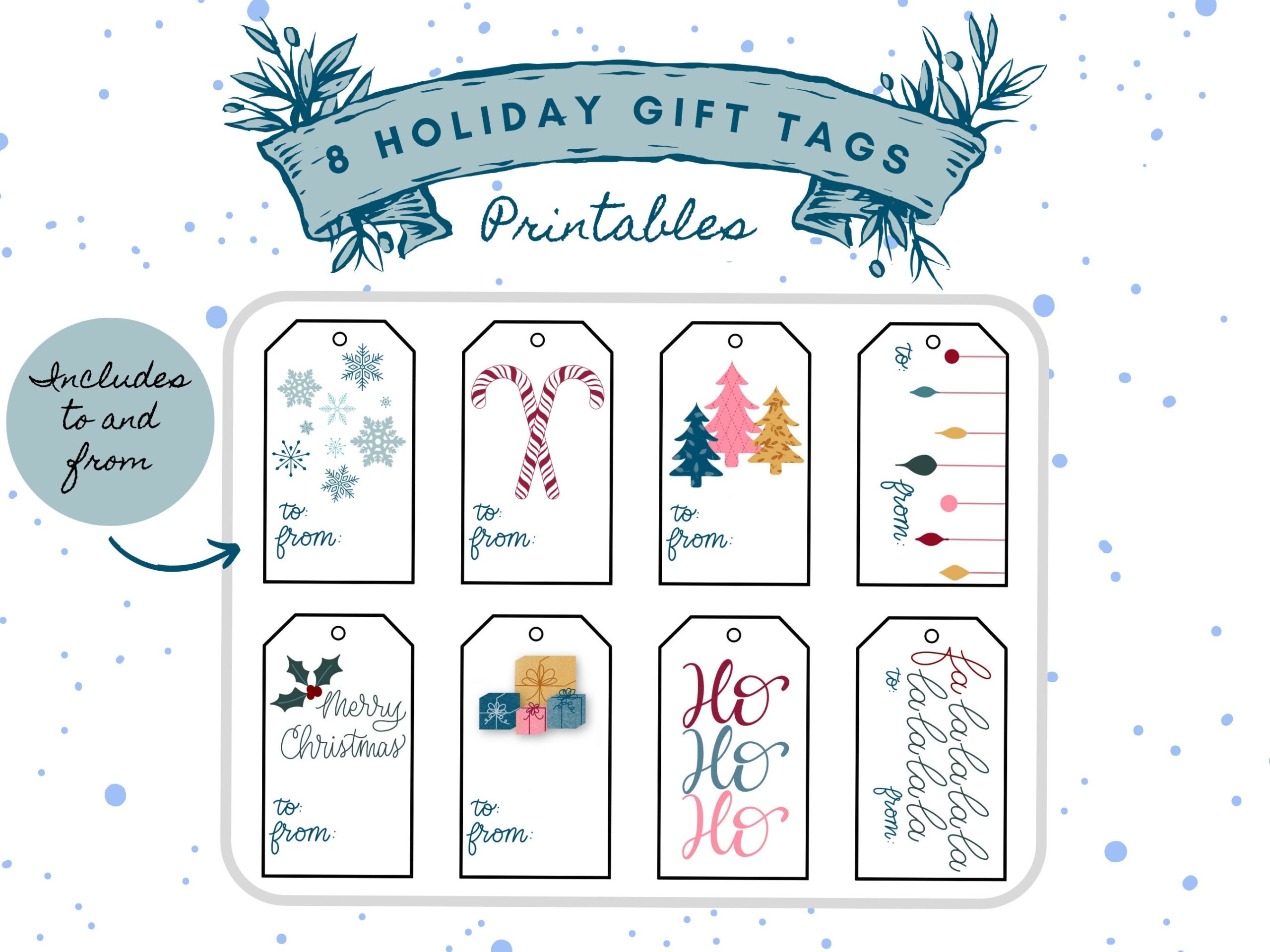 Printable Christmas Gift Tags Boho Holiday Doodles digital Download Etsy