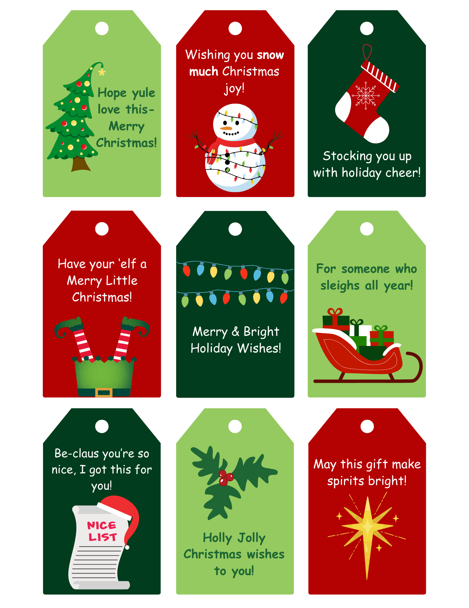 free holiday gift tags to print