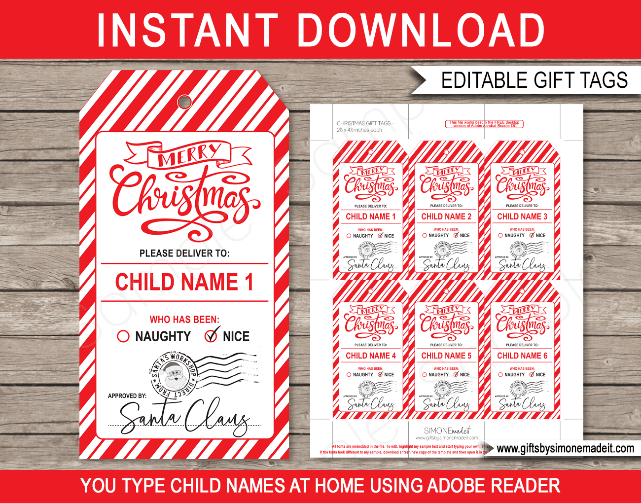 Printable Christmas Gift Tags Template Santa Gift Labels
