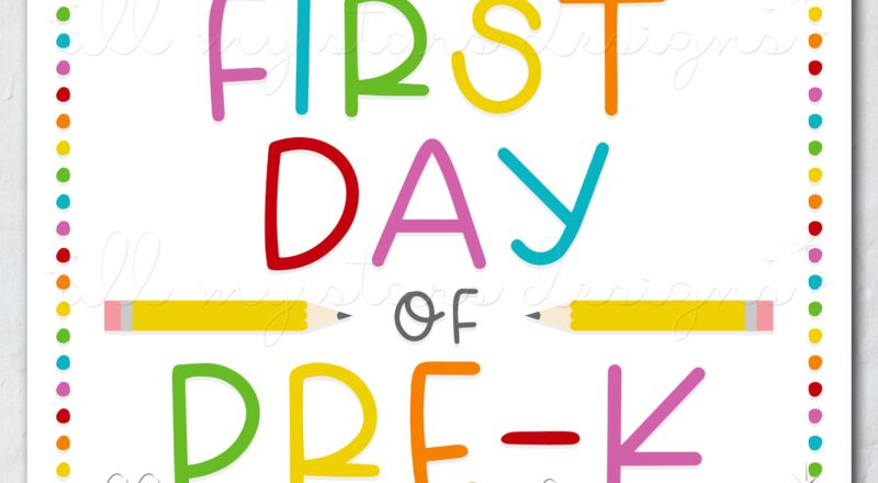 PRINTABLE First Day Of Pre k Sign Instant Download Colorful Back To School Photo Sign Rainbow Dots Cute Back To School Prop Etsy