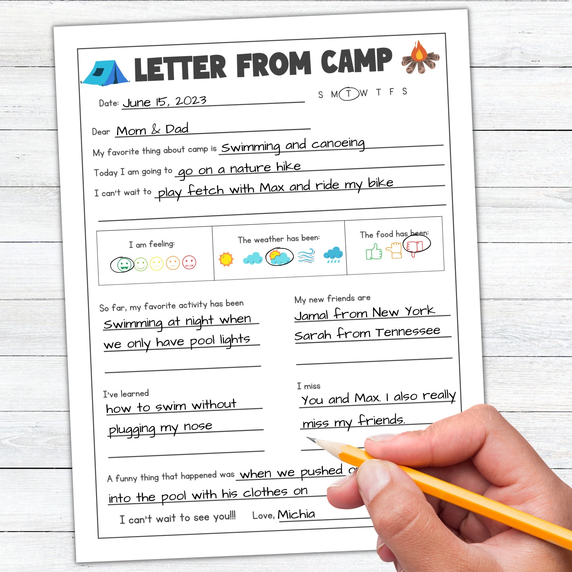 camp letter templates from parents