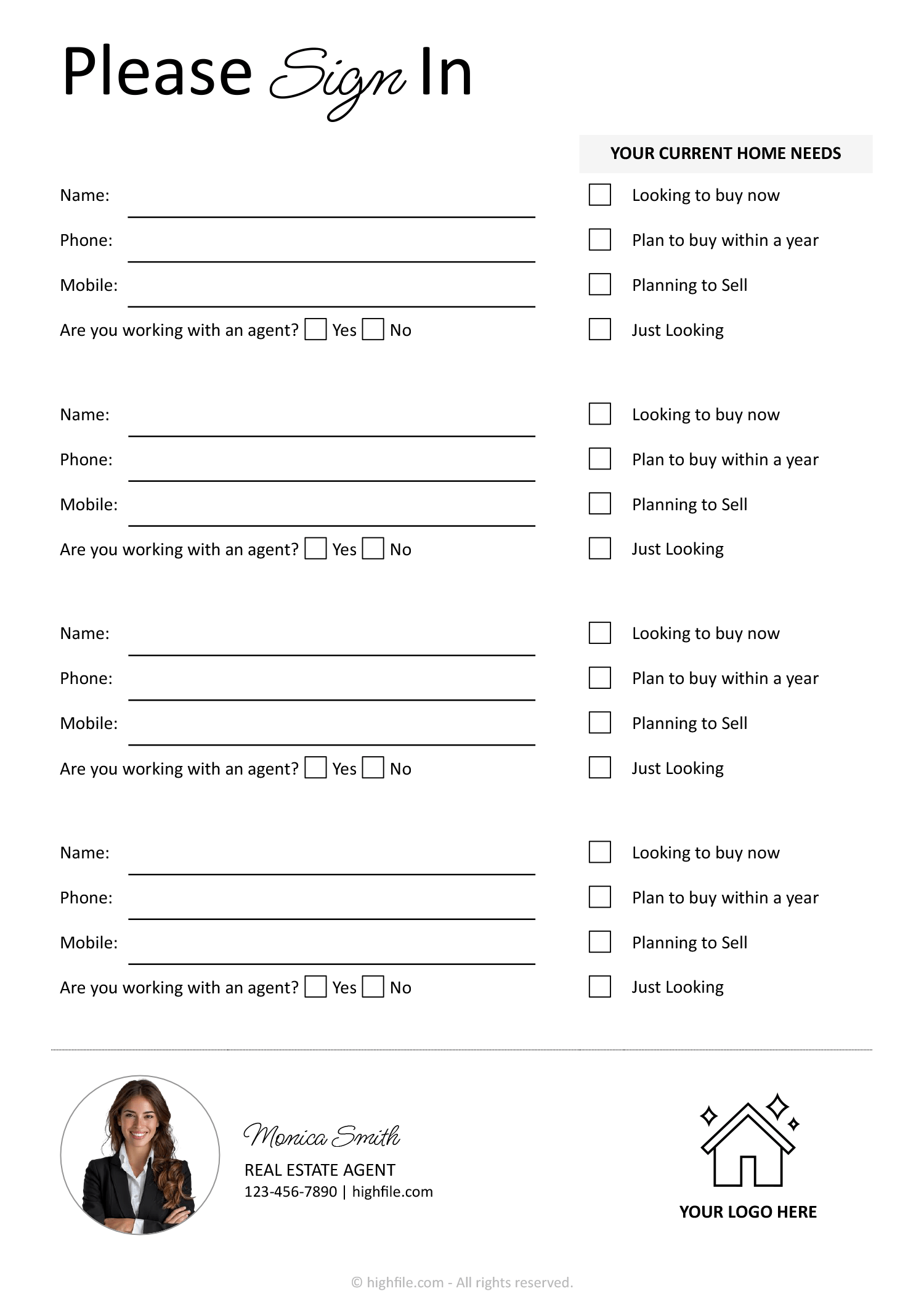 free open house sign in sheets