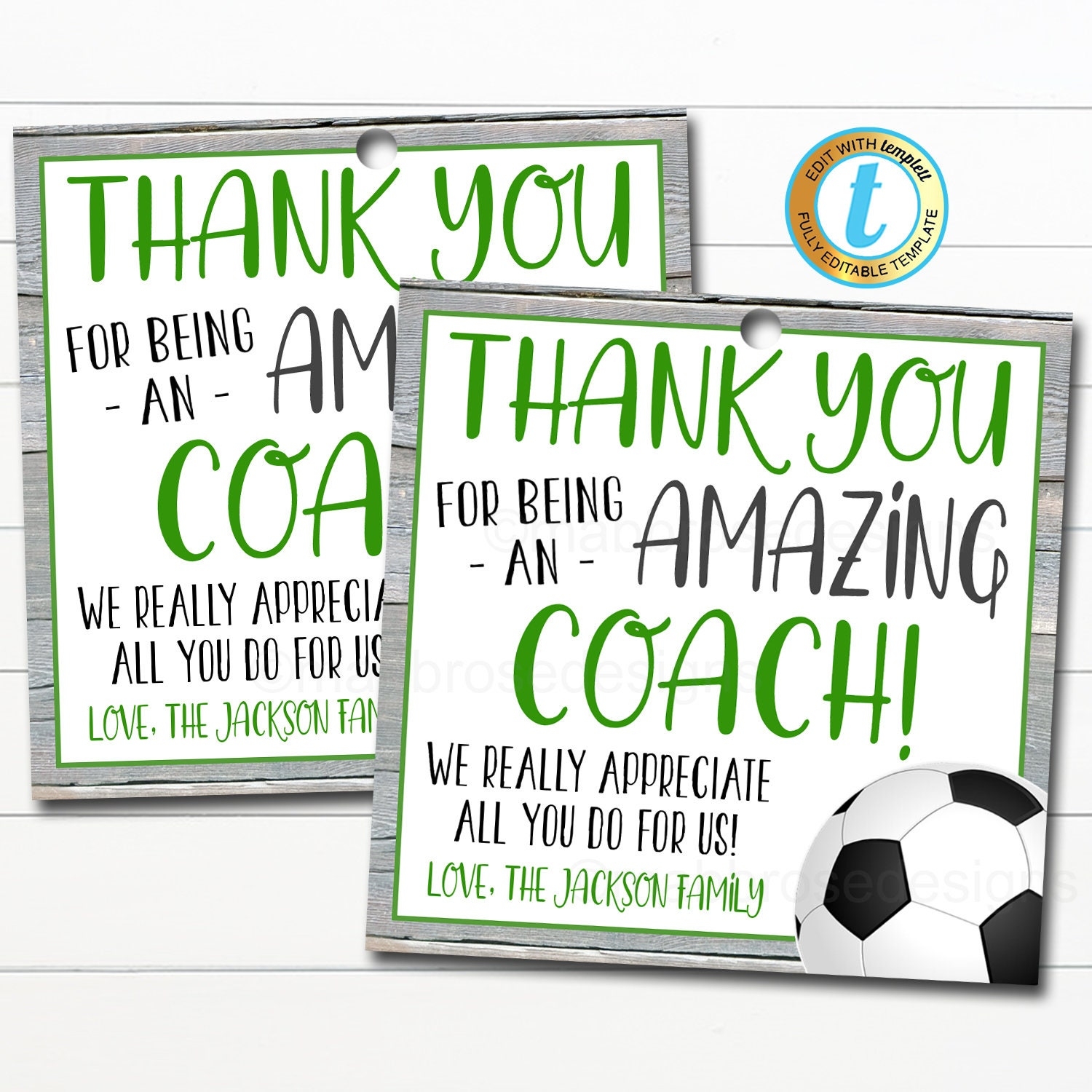 Soccer Coach Gift Tag School Sports Team Appreciation Thank You To An Amazing Coach End Of Soccer Season Printable DIY Editable Template Etsy Australia