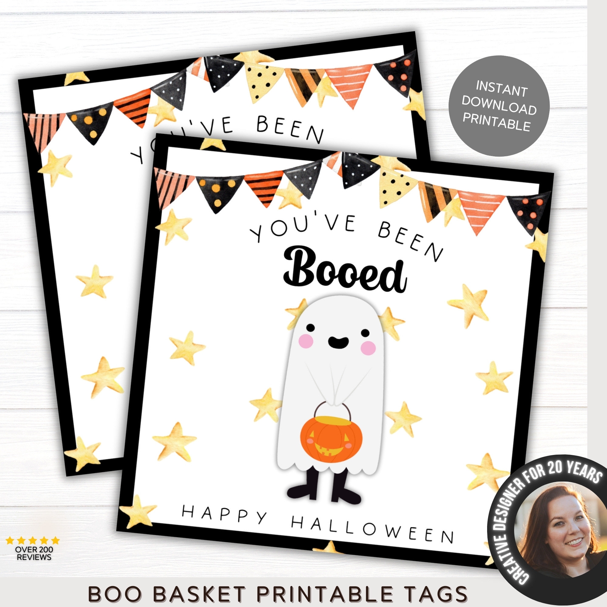 Spooky Boo Buckets Basket Bag Halloween Treat Tag Printable You ve Been Booed Roommate Gift Package For Her Party Favors Etsy