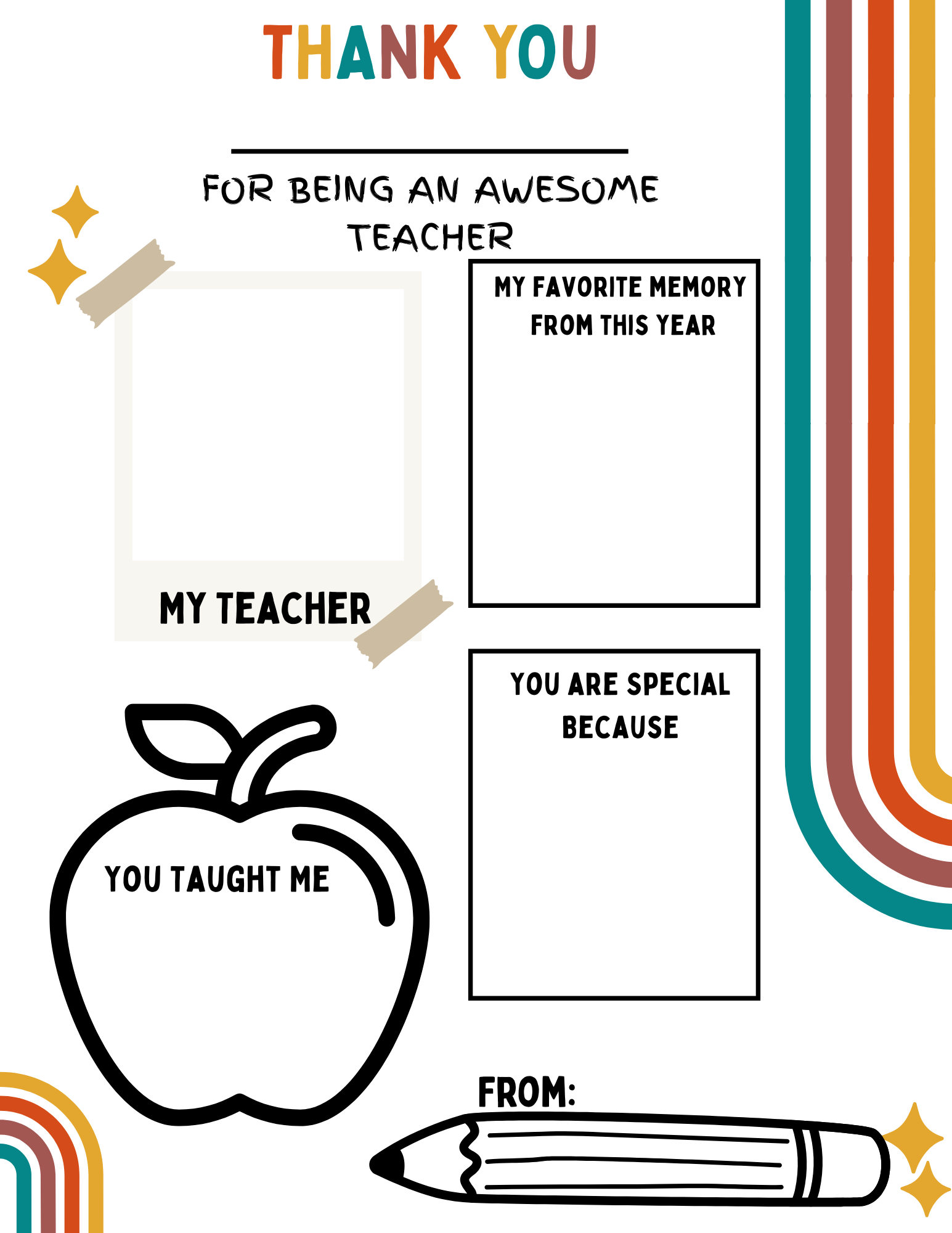 thank you teacher free printable